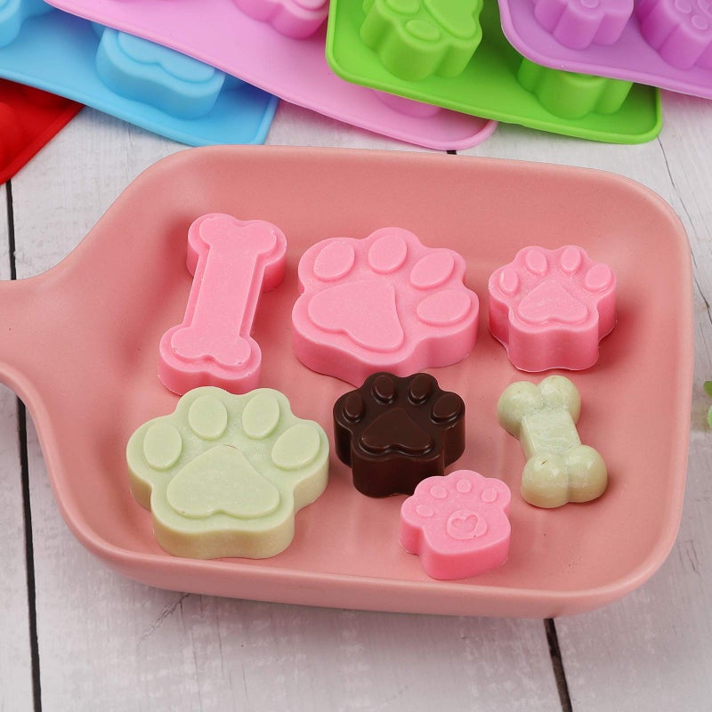 Elfkitwang Dog Paw and Bone Shaped Silicone Mold, Non-Stick food Grade, Ice tray, Reusable Silicone Mold, Used for Chocolate, Candy, Cupcake, Pudding, Jelly, Puppy Biscuit (5 pcs) - Image 4